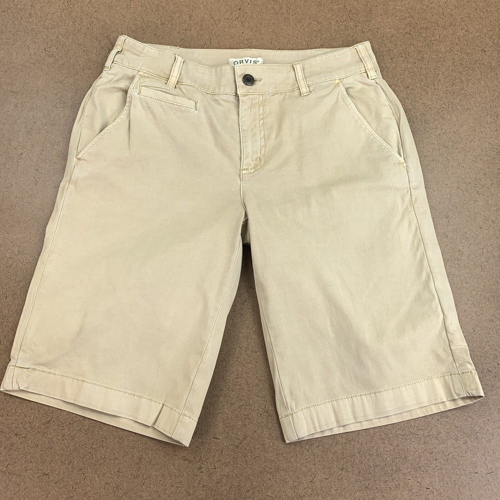 Orvis Women's Size 4 Khaki Beige Flat Front Outdoor Bermuda Shorts